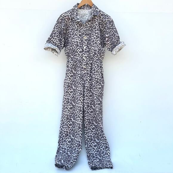 Overlover Hope Canvas Jumpsuit Boilersuit Lilac Leopard Medium Revolve - Picture 4 of 12